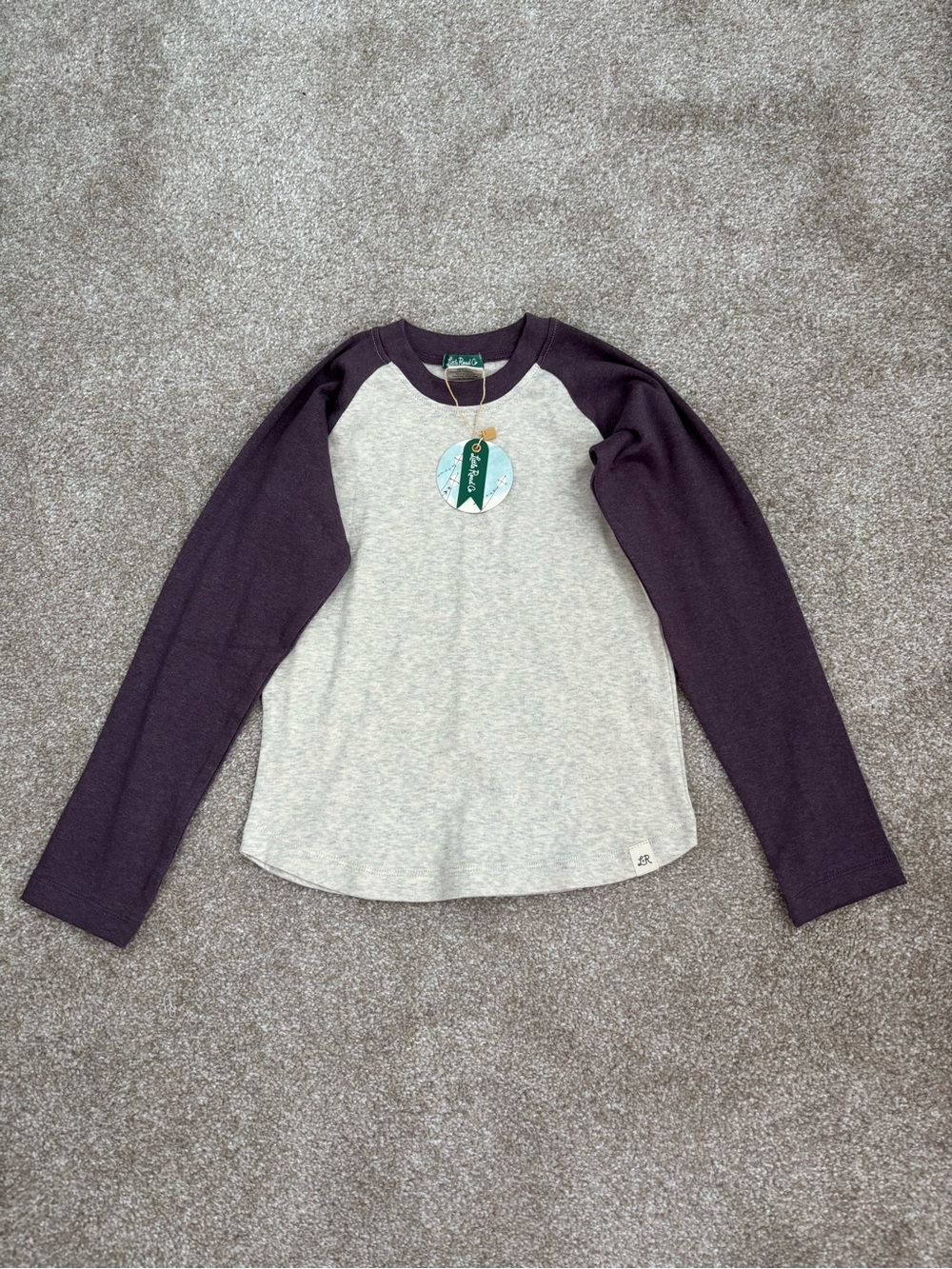 Little Road Co NWT 5Y Boysenberry Purple and Gray Baseball Raglan Long Sleeve